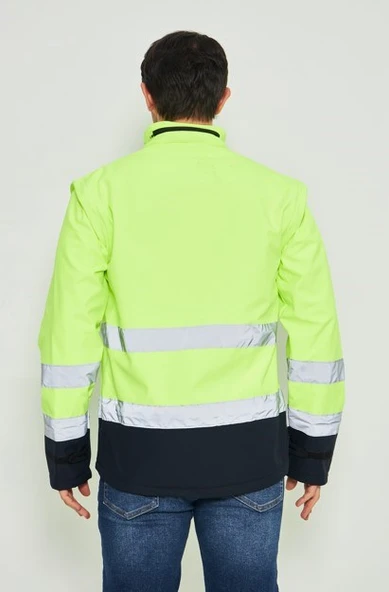 Orange Safety Sarı Softshell Mont Kolları Çıkmalı Reflektörlü - Resim 2