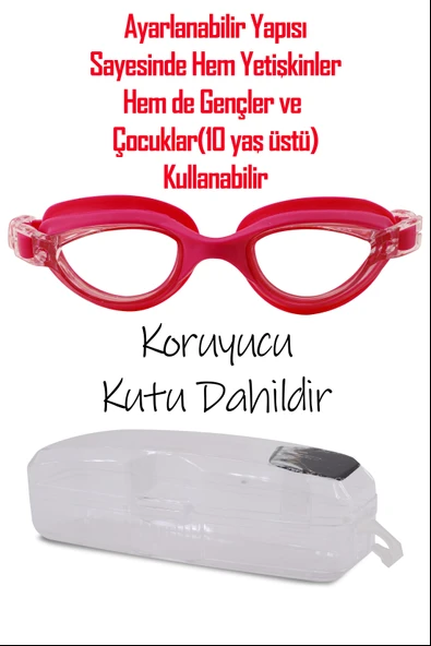 2li SET Boneli Yetişkin Yüzücü Gözlüğü Geniş Açı Su Geçirmez Yüzme Havuz Deniz Gözlük Pembe 1020 - 4