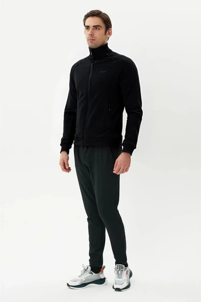 Exuma Erkek Siyah Tam Fermuarlı Sweatshirt 2419002 - 2