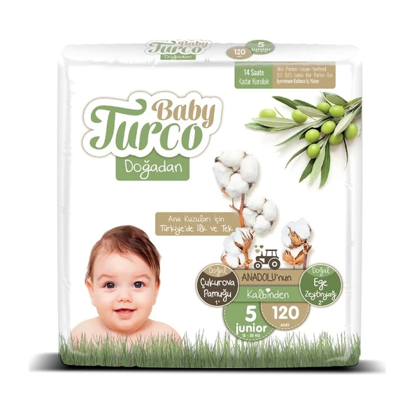 Baby Turco Doğadan Bebek Bezi 5 Numara Junior 120'li - 2