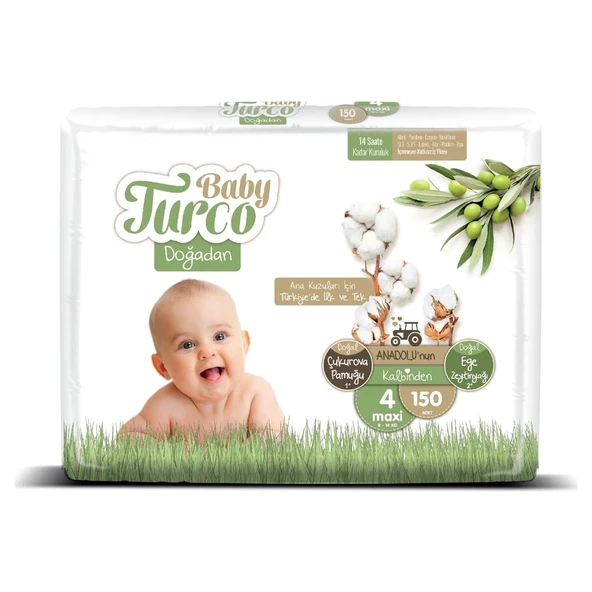 Baby Turco Doğadan Bebek Bezi 4 Numara Maxi 150'li - 2
