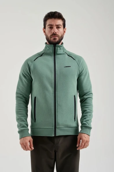 Exuma Erkek Yeşil Tam Fermuarlı Sweatshirt 2419002
