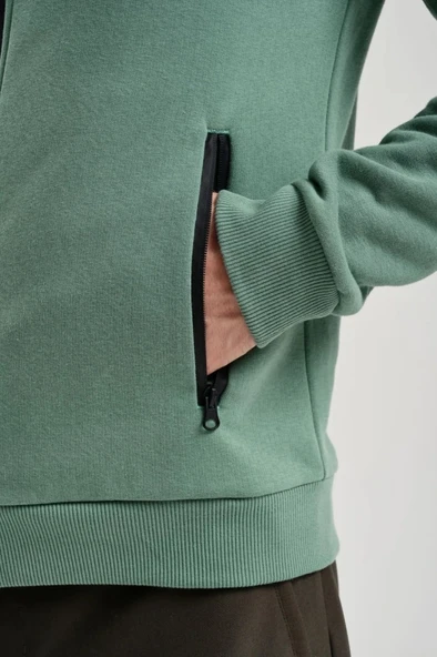Exuma Erkek Yeşil Tam Fermuarlı Sweatshirt 2419002 - 7