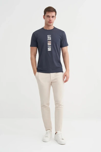 Cazador Slim Fit Bisiklet Yaka Pamuklu Baskılı Tişört ürün görseli 1