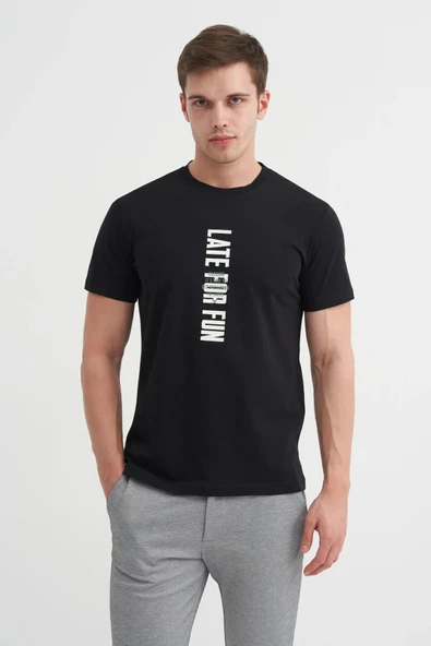 Cazador Slim Fit Bisiklet Yaka Pamuklu Baskılı Tişört - Resim 3