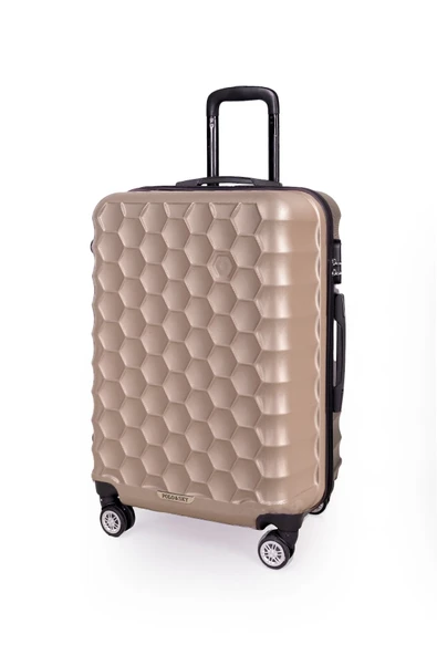 Polo&Sky Petek Model Gold Renk 2'li Valiz Seti (Kabin+Orta) - Resim 3