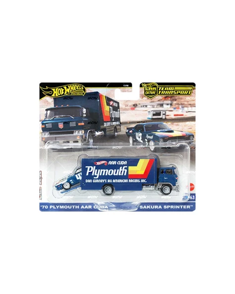 HOTWHEELS TEAM TRANSPORT 70 Plymouth AAR Cuda&SAKURA SPRINTER - Resim 2