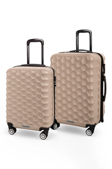 Polo&Sky Petek Model Gold Renk 2'li Valiz Seti (Kabin+Orta) ürün görseli