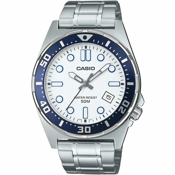 Casio MTD-135D-7AVDF Quartz Çelik Gri Beyaz Kadran 44 mm Erkek Kol Saati