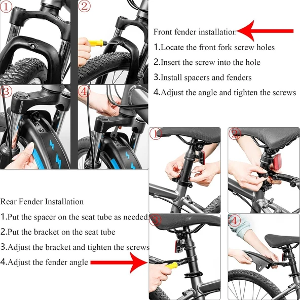 BİSİKLET ÇAMURLUK MAVİ ÖN ARKA PRATİK MONTAJ 24-26-27,5-29 UYUMLU - 12