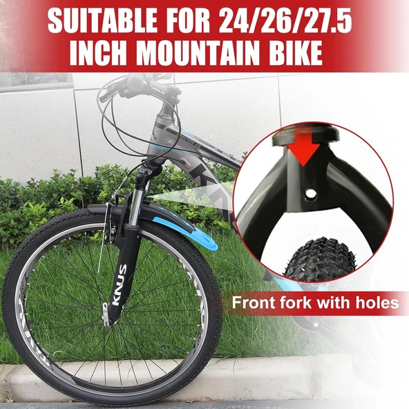 BİSİKLET ÇAMURLUK MAVİ ÖN ARKA PRATİK MONTAJ 24-26-27,5-29 UYUMLU - 9