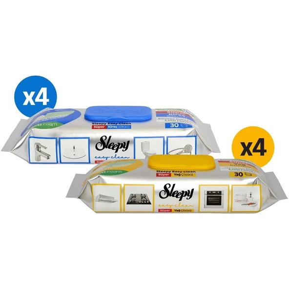 Sleepy Easy Clean Süper Yağ Çözücü&Kireç Sökücü Havlu Karma Paket 8x30 (240 Yaprak) - 2