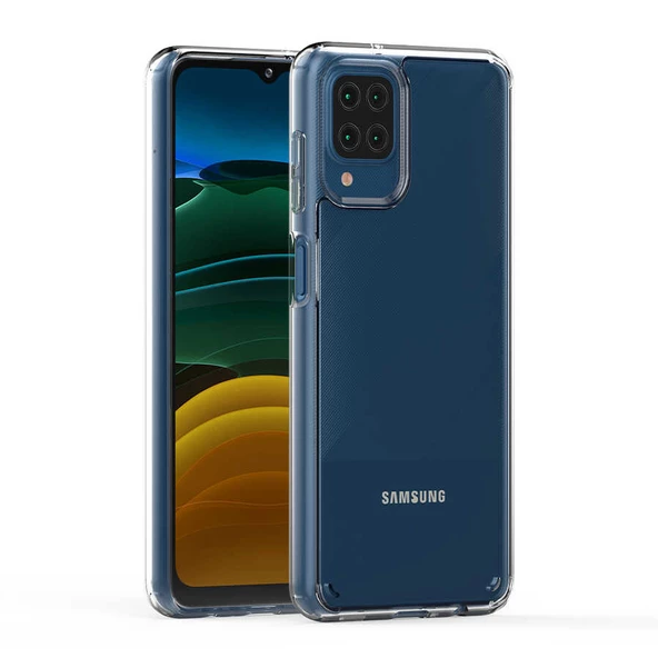 Galaxy A12 Kılıf Zore Coss Şeffaf Sert Silikon Kılıf