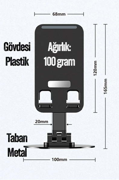 2 Adet Kaliteli Katlanır 360 Dönen Ayarlanabilir Telefon Tutucu Masaüstü Telefon Tablet Standı S014 - 7