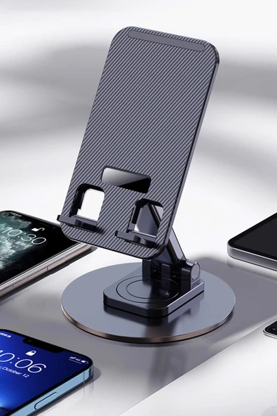 2 Adet Kaliteli Katlanır 360 Dönen Ayarlanabilir Telefon Tutucu Masaüstü Telefon Tablet Standı S014 - 5