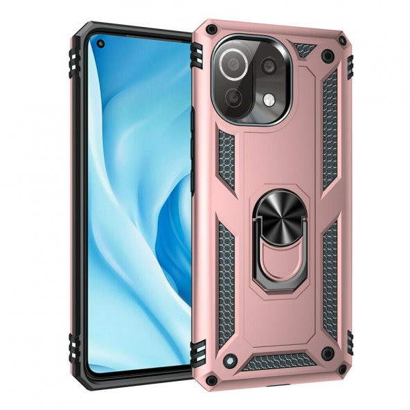 KNY Xiaomi Mi 11 Lite Kılıf Çift Katmanlı Armour Case Rose Gold