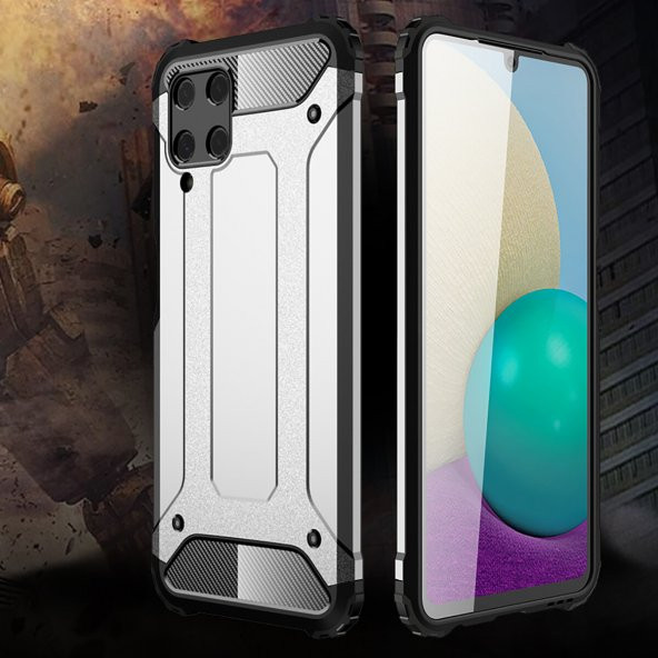 KNY Samsung Galaxy A22 4G Kılıf Çift Katmanlı Armour Case Gold - 4