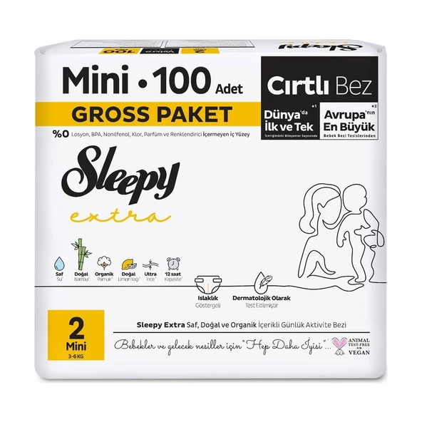 Sleepy Extra Günlük Aktivite Gross Paket Bebek Bezi 2 Numara Mini 100 Adet - Resim 2