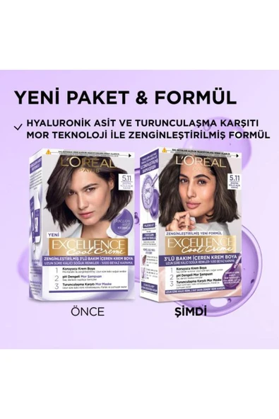 L'Oreal Paris Excellence Cool Creme 5.11 Ekstra Küllü Açık Kahve Saç Boyası - 2