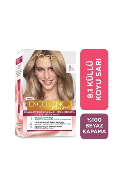 L'Oreal Paris Excellence Creme Saç Boyası No: 8.1 Küllü Koyu Sarı - 4