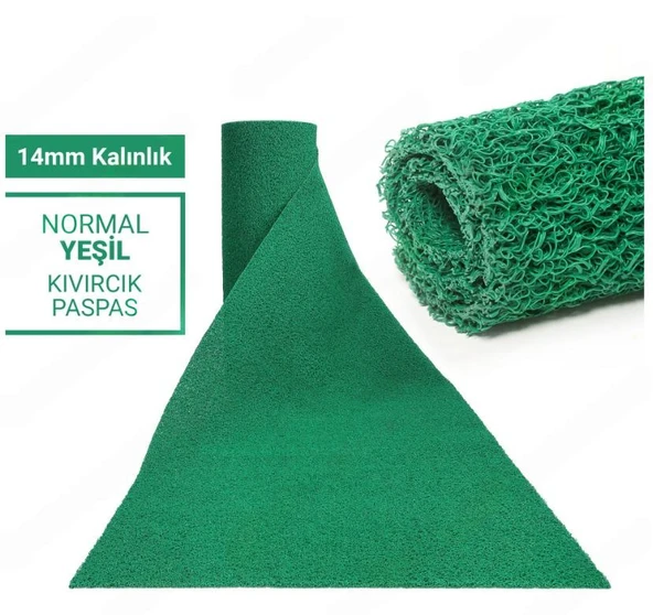 100X250CM YEŞİL KIVIRCIK PASPAS-HALI KAYMAZ YOLLUK LİDYA 14MM