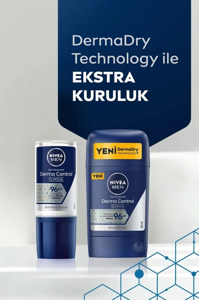 NIVEA MEN Derma Control Clinical Erkek Roll-on Deodorant 50 ml,96 Saat Anti-perspirant Koruma - Resim 4