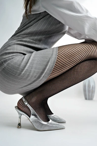 Muggo ARYNA Sivri Burun Arkası Açık Günlük Klasik Kadın Topuklu Ayakkabı - 9