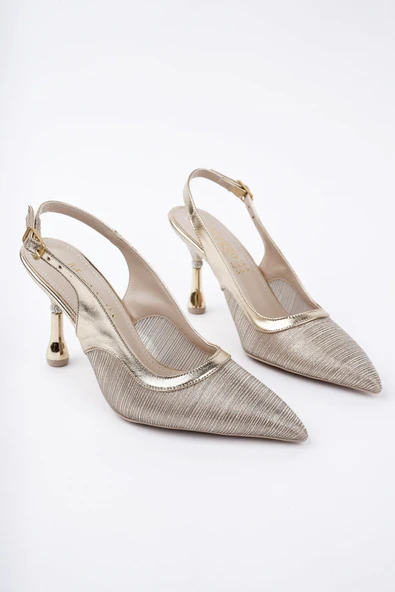 Muggo ARYNA Sivri Burun Arkası Açık Günlük Klasik Kadın Topuklu Ayakkabı - 8