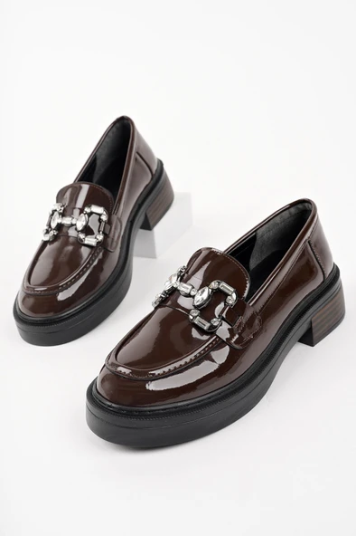 Muggo CARMENTA Kadın Loafer Kalın Taban Tokalı Günlük Casual Makosen Ayakkabı - 1