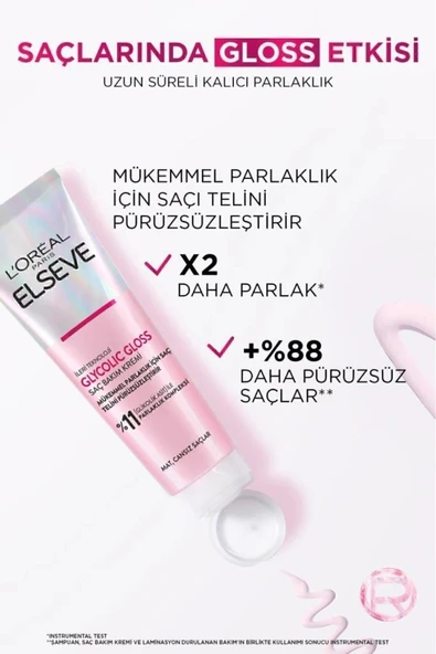 Elseve Glycolic Gloss Mükemmel Parlaklık için Pürüzsüzleştirici Saç Kremi 150ml - 5