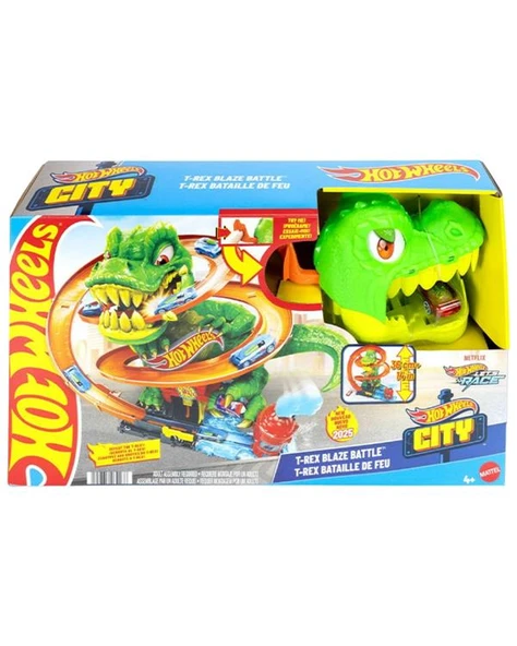 Hot Wheels T-Rex ve İtfaiye İstasyonu Oyun Seti JBM73