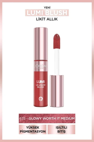 Loreal Paris Lumi Blush Likit Allık - 635 Glowy Worth It Medium