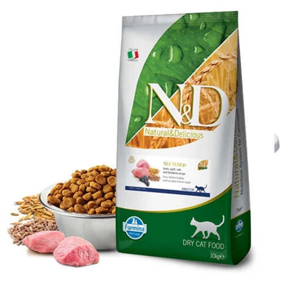 Nd Ancestral Graın Kısır Kedi 10kg Düşük Tahıllı Kuzu Etli Kılçıksız Buğday Yulaf Ve Yaban Mersini ep000001695