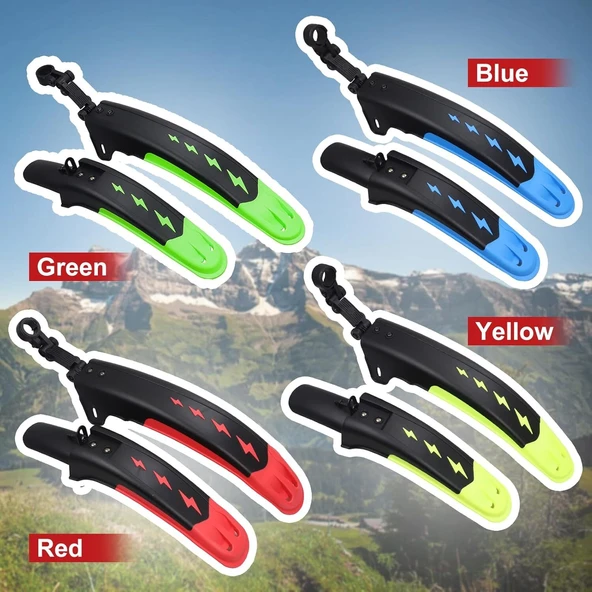 BİSİKLET ÇAMURLUK KIRMIZI  ÖN ARKA PRATİK MONTAJ 24-26-27,5-29 UYUMLU - 3