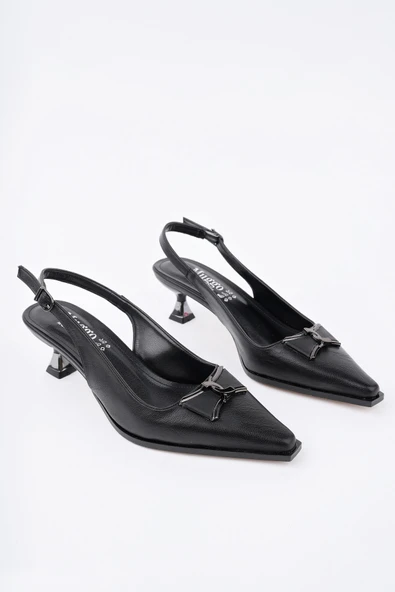 Muggo FOREST Arkası Açık Toka Detaylı Günlük Klasik Topuklu Kadın Stiletto Ayakkabı - 2