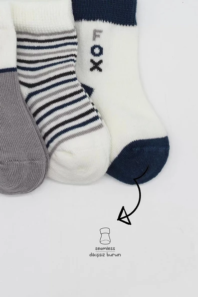 3'lü Penye Soket Çorap Bs10109 Gri - 3