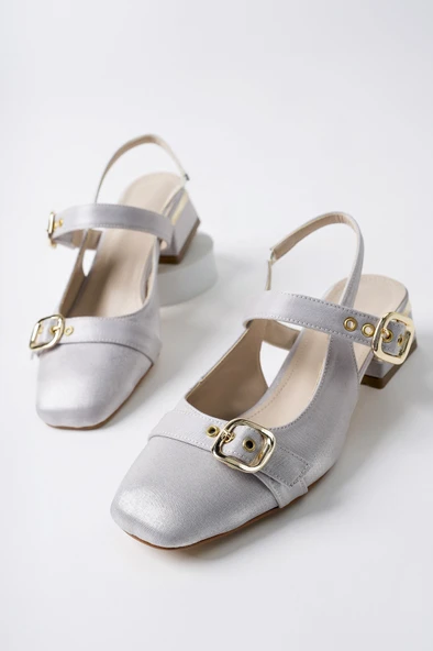 Muggo GİGİ Arkası Açık Küt Burun Çift Kemerli Kadın Günlük Klasik Kısa Topuklu Ayakkabı - 10