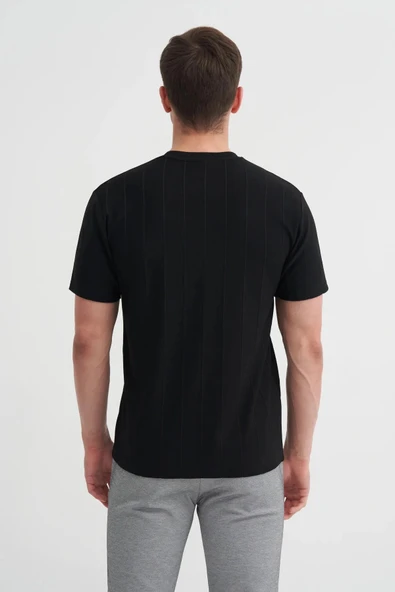 Cazador Regular Fit Bisiklet Yaka İnce Çizgili tişört - Resim 3