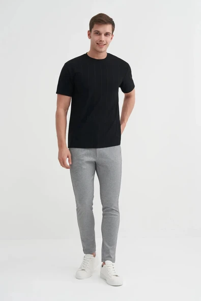 Cazador Regular Fit Bisiklet Yaka İnce Çizgili tişört ürün görseli 1