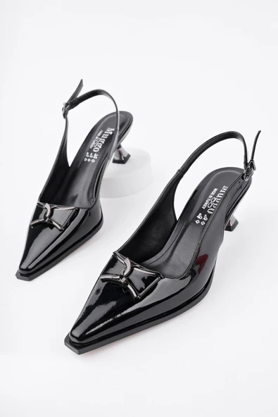 Muggo FOREST Arkası Açık Toka Detaylı Günlük Klasik Topuklu Kadın Stiletto Ayakkabı - 9