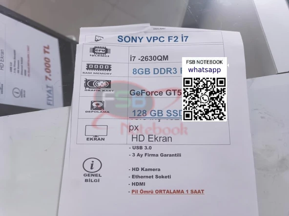 SONY VPCF2 İ7 İŞLEMCİLİ SSDLİ LAPTOP - 4