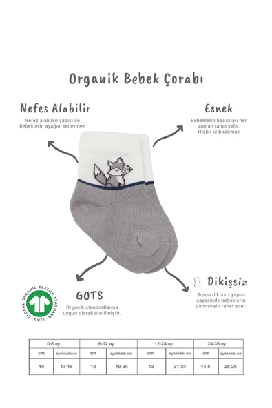 3'lü Penye Soket Çorap Bs10109 Gri - 6