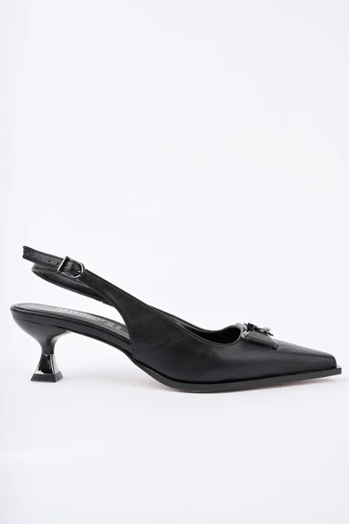 Muggo FOREST Arkası Açık Toka Detaylı Günlük Klasik Topuklu Kadın Stiletto Ayakkabı - 3