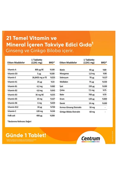 Centrum Energy Multivitamin 30'lu Tablet - Resim 3