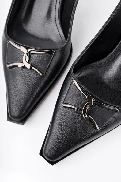 Muggo FOREST Arkası Açık Toka Detaylı Günlük Klasik Topuklu Kadın Stiletto Ayakkabı - 5