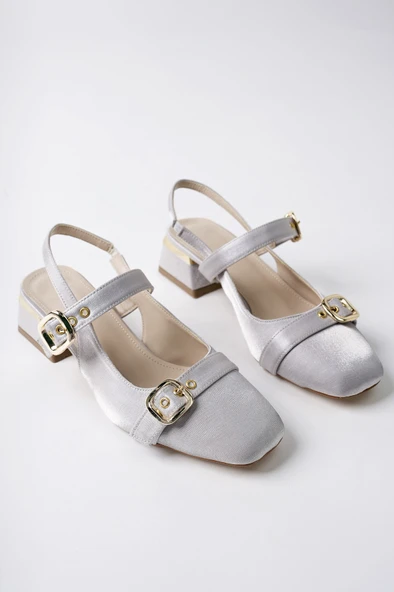 Muggo GİGİ Arkası Açık Küt Burun Çift Kemerli Kadın Günlük Klasik Kısa Topuklu Ayakkabı - 11