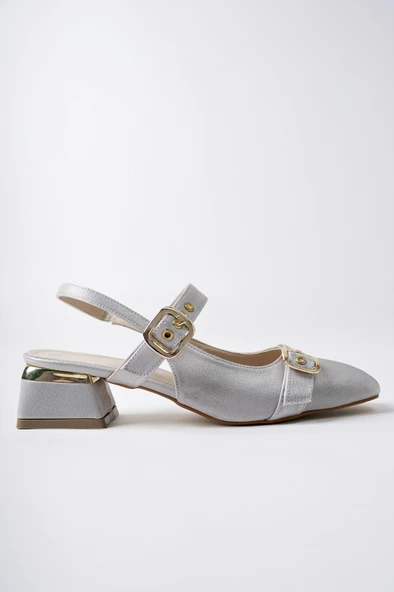 Muggo GİGİ Arkası Açık Küt Burun Çift Kemerli Kadın Günlük Klasik Kısa Topuklu Ayakkabı - 9