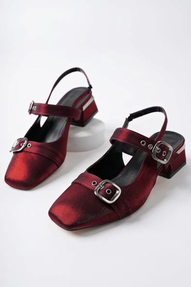 Muggo GİGİ Arkası Açık Küt Burun Çift Kemerli Kadın Günlük Klasik Kısa Topuklu Ayakkabı - 6