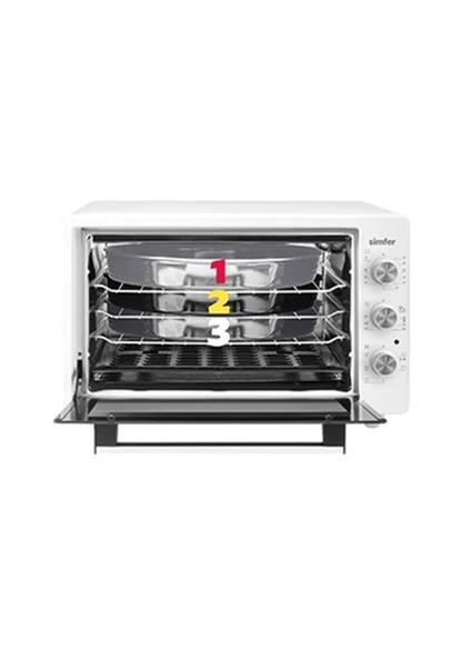 Simfer 4552 Çift Camlı 45 lt Beyaz Midi Fırın - 6
