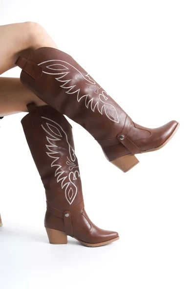 Jilla Taba Cilt Tak Çıkar Topuklu Bot Ve Çizme - Resim 3